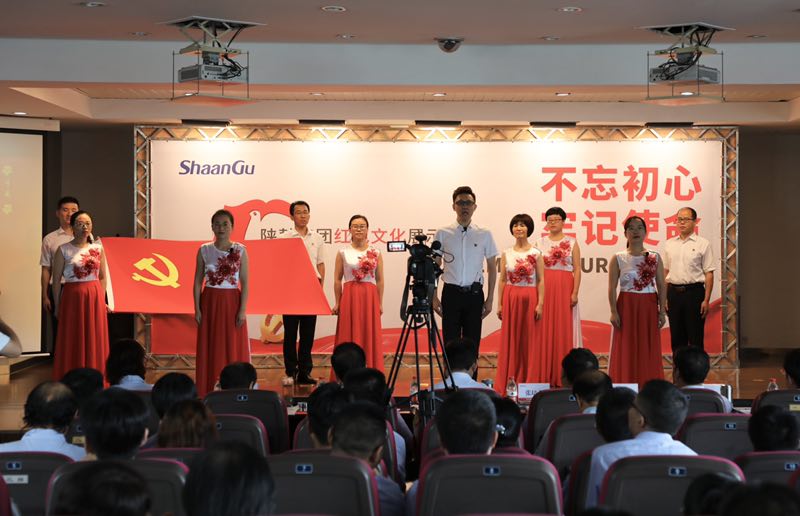 陜鼓戰(zhàn)略黨支部、投資證券黨支部聯(lián)合參賽隊(duì)表演主題朗誦《七月的天空》.jpg